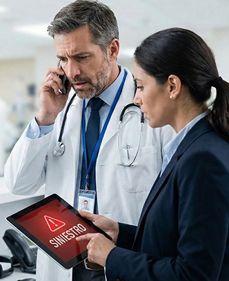 Doctor pidiendo ayuda legal