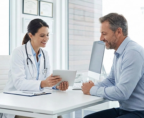 Médico dando consulta